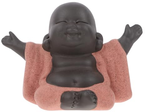 Healifty Glücksbuddha Teepet Dekoration Keramik Figur 3.5 Zoll Große Lachende Buddha Statue Feng Shui Wohnaccessoire Für Zuhause Und Büro