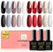YSURE Gel Nail Polish,10 Colors Red Black Brown Grey White Glitter Gel Nail Polish Set Soak Off UV LED Gel Polish Set Winter Art Manicure Salon DIY at Home Beauty Set (Maple Red)