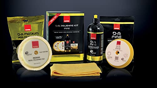 RUPES D-A Polishing Kit Fine: 1 Liter Schleifpaste, 1 Schaumstoff Polierpad, 1 Wolle Polierpad, 1 Mikrofasertuch + Geschenk