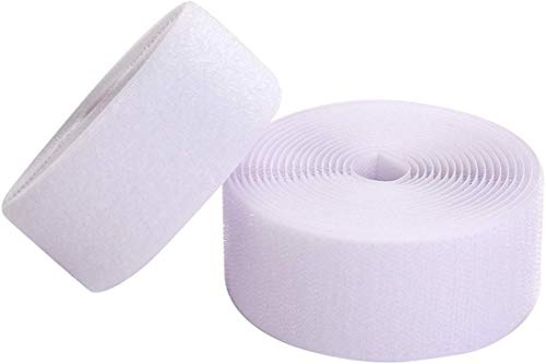 IHKFILAN Klettband zum Nähen Klettband und Haken Aufnähen Tapes (Nicht Adhesive) Beide Seiten enthalten, 5cm x5M Rolle,Weiß