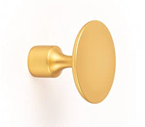 Gedotec Möbelknopf Metall Messing gebürstet - FLOID | 1 Stück Knopfgriff rund | Schrankknopf Maße: Tiefe: 30 mm | Garderobenhaken rostfrei | Kommodengriff - Möbelgriff - Schubladengriffe Messing