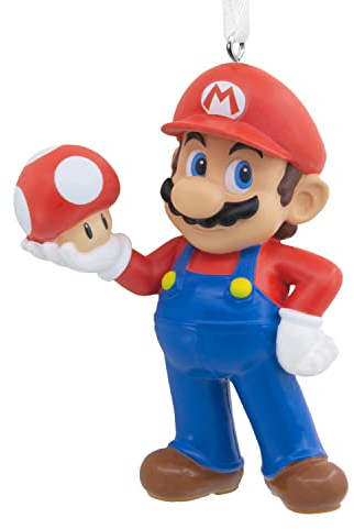 Hallmark Nintendo Super Mario Bros Mario with Super Mushroom Christmas Ornament, Nintendo Decoration, Christmas Hanging Ornament, Gifts for Christmas