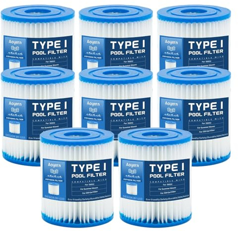 Aoyern Filtro Piscina, Filtro Tipo 1, Compatible con 58381 (8 Pzas)
