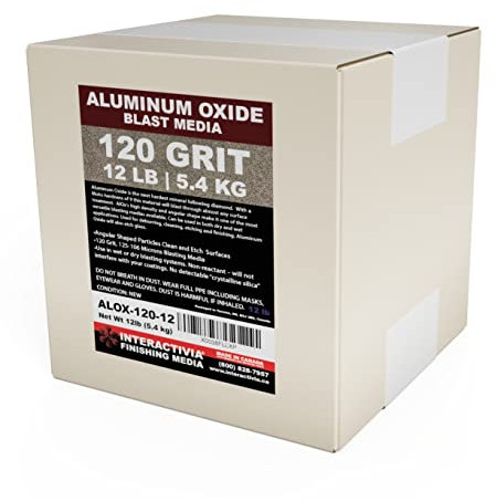 Grain #120 Oxyde d'aluminium – 5,4 kg – Sable pour Sableuse, Support Abrasif pour Sablage, Pistolets de Sablage et Armoires de Soufflage