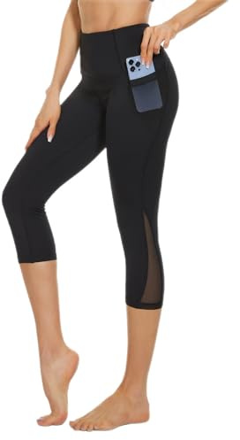 neppein Sport Leggings mit Taschen,Damen High Waist Blickdicht Leggings Sporthose Yogahose Fitnesshose