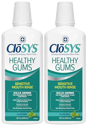 CloSYS Healthy Gums Mouthwash 32 Fl Oz, Pack of 2, Antiplaque, Anti-Gingivitis Mouthwash, Non-Burning, Non-Irritating