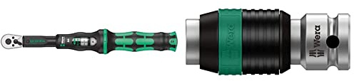 Wera 05075605001 Click-Torque A 6 Drehmomentschlüssel mit Umschaltknarre, Schwarz, Grün, 1/4 Sechskant, 2.5-25 Nm & 8784 A1 Zyklop-Verbindungsteil, 1/4 Zoll x 37 mm, 1 Stück, 05003529001