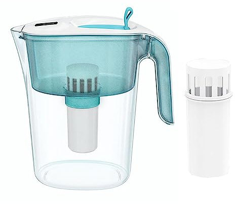 Jarra De Filtro De Agua De 2 L, Purificador De Filtro De Agua Alcalina, Diseño De Apertura De La Tapa Con Una Sola Mano, Reduce Las Impurezas Y La Escala En El Agua, Mejora Eficazmente El Olor