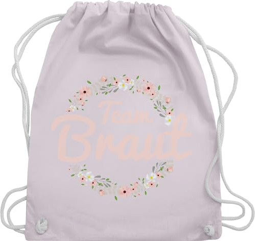 Turnbeutel Rucksack - JGA Junggesellenabschied Frauen - Team Braut Blumenkranz - Crew - Unisize - Pastell Rosa - utensilien junggesellinnenabschied brauttaschen bachelorette party bridemaid