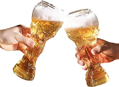 SwePer Taza de cerveza de madera, taza de cerveza nórdica, 2 vasos de cerveza de la Copa del Mundo 2022 de 20.3 fl oz, vasos de cerveza con trofeo de la Copa del Mundo, Copa del Mundo de cristal for s