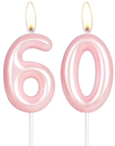 Hot Pink Happy 60th Birthday Candle,Pink Number 60 Candle,Birthday Cake Candle Decorations,Cake Candles Cake Toppers for Girls Women,Wedding Anniversary