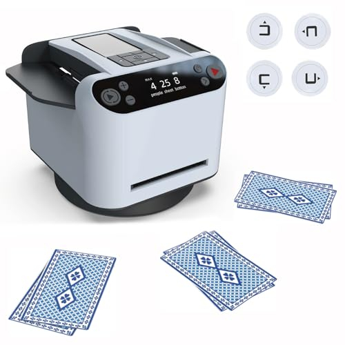 Mélangeur De Cartes Automatique Et Distributeur De Cartes, Revendeur De Cartes Rotatif à 360 ° Avec 4 Boutons De Revendeur Sans Fil, Machine De Poker Rechargeable, Pour Jeu De 2 à 8 Perso(Color:Blanc)