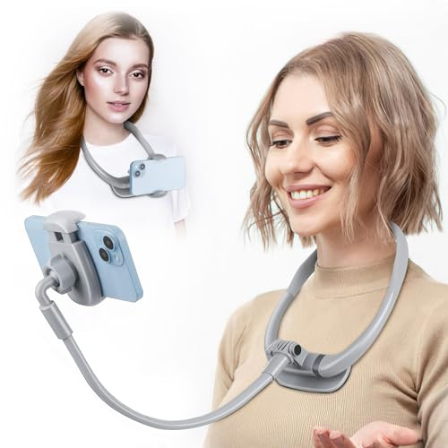 LOVFIVE Cell Phone Stand, Neck Cell Phone Holder for Bed, Hand Free POV/Vlog Selfie Phone Neck Holder for Recording, Universal Multi-Functional Flexible Phone Stand for 4.7''-6.7'' Phone | Cell Phone Stand, Neck Phone Holder POV/Vlog Selfie Mount, Universal Multi-Functional Phone Stand for 4.7''-6.7'' Phone