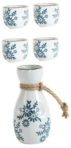 Alipis Keramisches Sake-Set Mit Sake-kanne Und Weingläsern Zuhause Restaurants Und Teehäuser Leicht Zu Reinigen Und Sicher Der Anwendung
