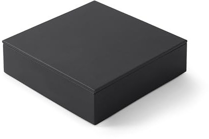 Eglooh - Minerva - Taschenleerer mit Deckel Leder Schwarz - Schreibtisch-Organizer, Ablagefach für Schlüssel, Schmuck, Pralinen - cm 16,5 x 16,5 - Made in Italy