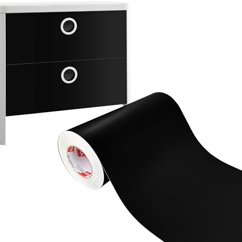 Möbelfolie selbstklebend 33x250 cm | Einfarbig Klebefolie für Möbel | Klebefolie Möbel - einfache Anwendung, ideal für die Renovierung von Küche oder Bad | Möbelfolie | Schwarz Matt