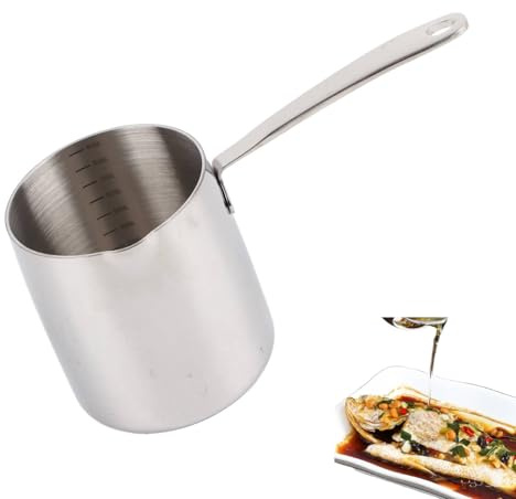 Butter Warmer Pot, Turkish Coffee Pot Milk Warmer Pot Small Sauce Pan with Scales and Spout Tri-Ply Stainless Steel Induction Mocha Pot Modern Turkish Coffee Pot(900ml/30oz)