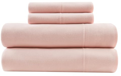 Intelligent Design Sheet Set Cotton Jersey Knit Blend, Soft & Breathable Sheets All Season Cotton Blend Sheet Set Feels Cool & Smooth, Deep Pocket Fits Up to 16 Mattress, Twin Blush 3 Piece