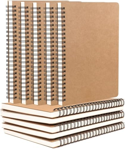 QUMENEY 10 Stück Spirale Notizblock A5 liniert Notizbuch Kraftabdeckung Wirebound Notizbücher für Schule Studie Büro Reisen 120 Seiten/60 Blätter