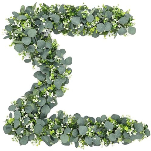 Künstliche Girlanden Eukalyptus, 1,8m Eukalyptus Deko, Künstliche Girlande Pflanze, Pflanze HängepflanzeKünstliche mit Weidenblättern, für Hochzeitsstrauß, Heimdekoration