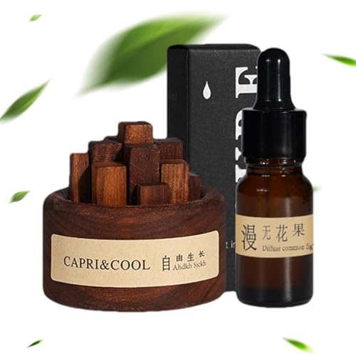Diffuseur d'huile essentielle en bois - Lot de désodorisants en noyer noir, huile parfumée | Diffuseur en bois sans eau, désodorisant d'air naturel pour chambre à coucher