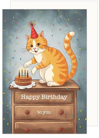 Edition Seidel Premium Geburtstagskarte mit Umschlag. Glückwunschkarte Grußkarte Karte Geburtstag Happy Birthday Mann Frau Freund Freundin Katze (G3784 SW025)