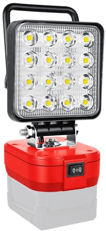 Willpower Led Strahler Akku Lampe für Milwaukee M18 18V/20V Scheinwerfer | Kabellose Led Arbeitsleuchte 4 48W, Baustrahler, Tragbares Baustellen Lampe für Camping Werkstatt Garage (kein Akku)
