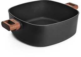 Woll Eco Logic QXR Kasserolle, viereckig mit 2 Holz-Seitengriffen - Induktiv -, 28 cm x 28 cm, 11 cm hoch - Geeignet für alle Herdarten, PFAS-frei, Antihaft-Versiegelung, Aluminiumguss, backofenfest
