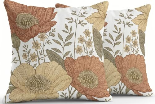 JANGYUHH 2er Set Outdoor Kissen Wetterfest Kissenbezug 40x40 cm Modern Blumen Dekokissen Sommer Kissenbezüge für Garten Sofa Couch Wohnzimmer Schlafzimmer Doppelseitiges Muster