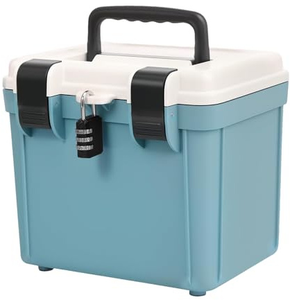 Genérico Boîtes de rangement verrouillables - Coffre-fort portable avec cadenas | Grande capacité pour médicaments, outils et documents, portable pour maison, travail, voyage, extérieur et voiture