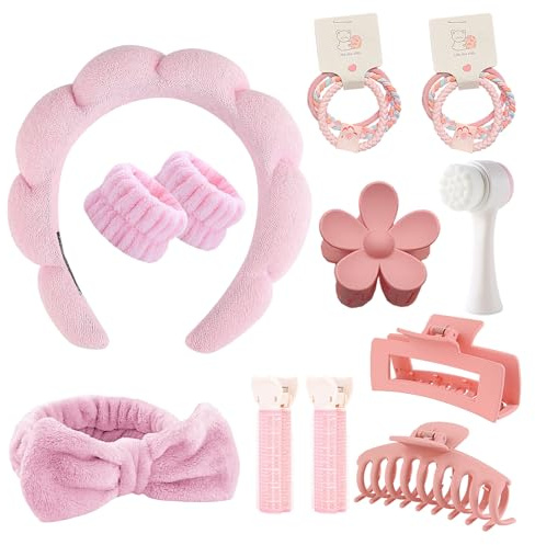 WhaleO 16 stycken hårband kosmetika handled tvättband smink hårband smink skincare set kosmetika pannband spa pannband yoga sport dusch hårvård set