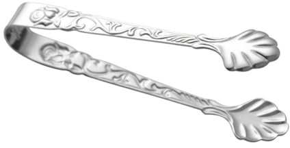 UKCOCO Pince à Glaçons Inoxydable Vintage Acier Relief Rose Petite Pince à Sucre pour Buffet Bar et Café Usage Polyvalent pour Glace Cocktails et Apéritifs