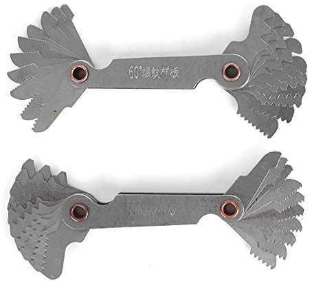 Jeu de jauges de pas de filetage | 20 Plaques Inox Métrique 60° & Impérial 55° | Outil de mesure du pas de vis pour l'usinage/traitement des filetages/étalonnage