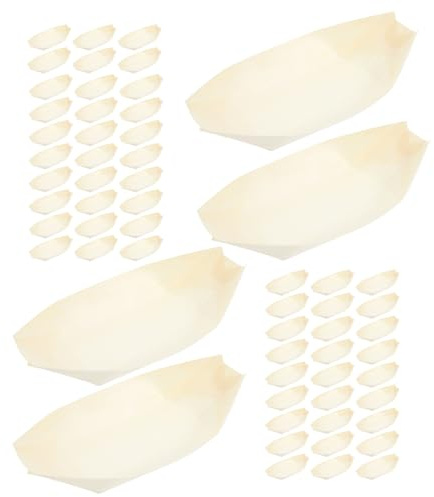 Veemoon 150piezas Platos de Madera Desechables Barco Forma para Sushi Hamburguesas Postres Platos para Servir Catering Barquitos de Madera para Aperitivos