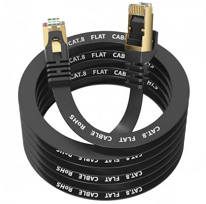 YesTXR LAN Kabel 10M,Cat 8 Netzwerkkabel Ethernet Kabel 40Gbps 2000MHz RJ45 | Hochgeschwindigkeit LAN Kabel für PS5 Router Modem TV Switch Laptop，RJ45-Steckern kompatibel mit CAT6/7（Schwarz）