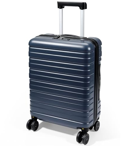 Lekesky Handgepäck Koffer 55x40x20cm | Trolley Handgepäck mit TSA Schloss und 4 Abnehmbaren Rollen, Leicht Hartschale für Ryanair, Lufthansa, Eurowings, Blau