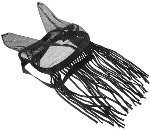 GARVALON Anti-mosche per Cavalli con Frange e Orecchie Design per Protezione da Insetti in Poliestere Resistente per Uso Esterno Facile da Indossare con Chiusure Rapide