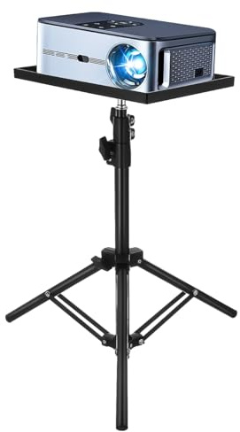 Hemobllo Beamer Ständer Höhenverstellbar 40-110 cm, Tragbares Projektor Stativ mit Ablage, Multifunktionaler Laptop Ständer Bodenständer für Heimkino, Büro und DJ Pult, 1/4 Zoll Schraube