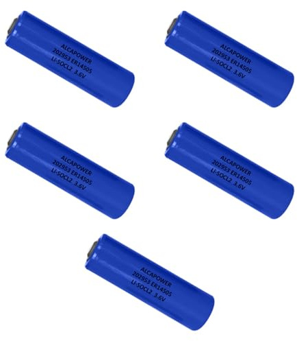5 piles Li-SOCL2 AA ER14505 3,6 V 2 400 mAh 2,4 Ah, haute capacité, non rechargeable, dimensions 14,5 × 50,5 mm, pour capteurs, alarmes, appareils intelligents, longue durée de vie, batterie, lithium