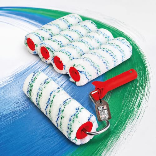 mako Easytex 5x Malerwalzen 25 cm - Farbroller Set inkl. Rollerbügel | Profi-Farbwalzen mit ergonomischem Rollerbügel, 18 mm Florhöhe, ideal für strukturierte Wände und Fassaden innen & außen
