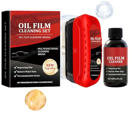 Oil Film Remover - Glass Coating Oil Film Remover Kit, Powerful Gentle Long Lasting Polishing Car Windshield Glass Cleaner Kit for Indoor and Outdoor Screens, PP Leather Removal