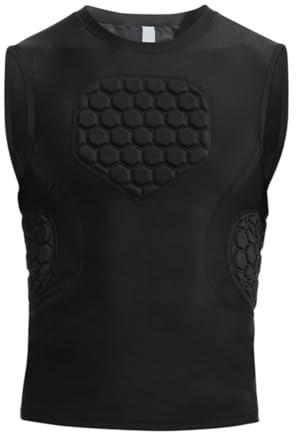 Chaleco Acolchado para Hombre con Protección para Deportes Camiseta Compresiva con Acolchado Y Defensa en Y Costados Diseño Liviano Y Elástic, XL