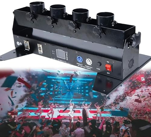 Máquina lanzadora de confeti con control remoto y DMX inalámbrico, perfecta para fiestas, bodas, conciertos y eventos especiales