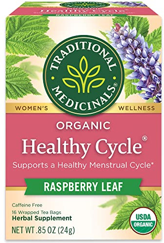 Traditional Medicinals Tea, Organic Healthy Cycle, Supports Healthy Menstrual Cycles, Includes Spearmint,16 Tea Bags