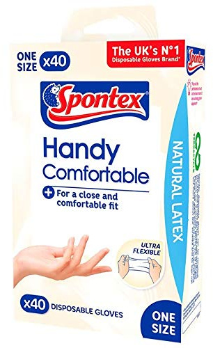Spontex 40 Handy Disposable Latex Gloves (Pack of 4, Total 160 Gloves)