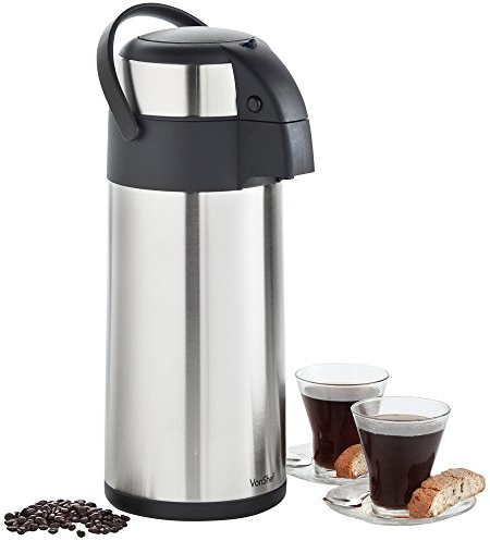 VonShef Airpot, 5L Stainless Steel Coffee Dispenser with Vacuum Pump, Double Wall Insulated Coffee & Tea Urn with Safety Lock & Carry Handle