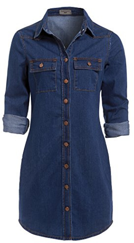 SS7 NEW Vintage Denim Blue Shirt Dress Sizes 6-14 (UK - 12, Vintage Denim)