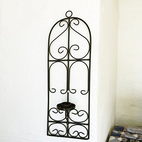 Antikas, Grille orientale en fer forgé avec chandelier, support de bougies, décoration méditerranéenne murale, grille pour mur de jardin