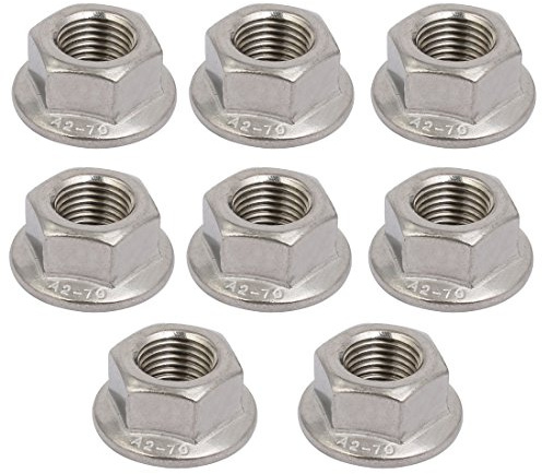 Sourcingmap 8pcs M12 x 1.25mm Pitch Metric Fine Thread 304 Stainless Steel Hex Flange Nut