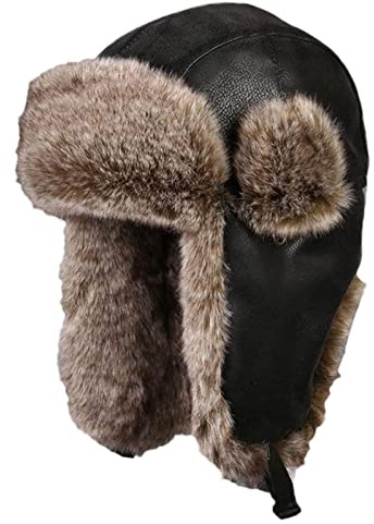 Insun Unisex Wintermütze Fliegermütze Trappermütze mit Kunstleder Fellmütze Herren Russenmütze